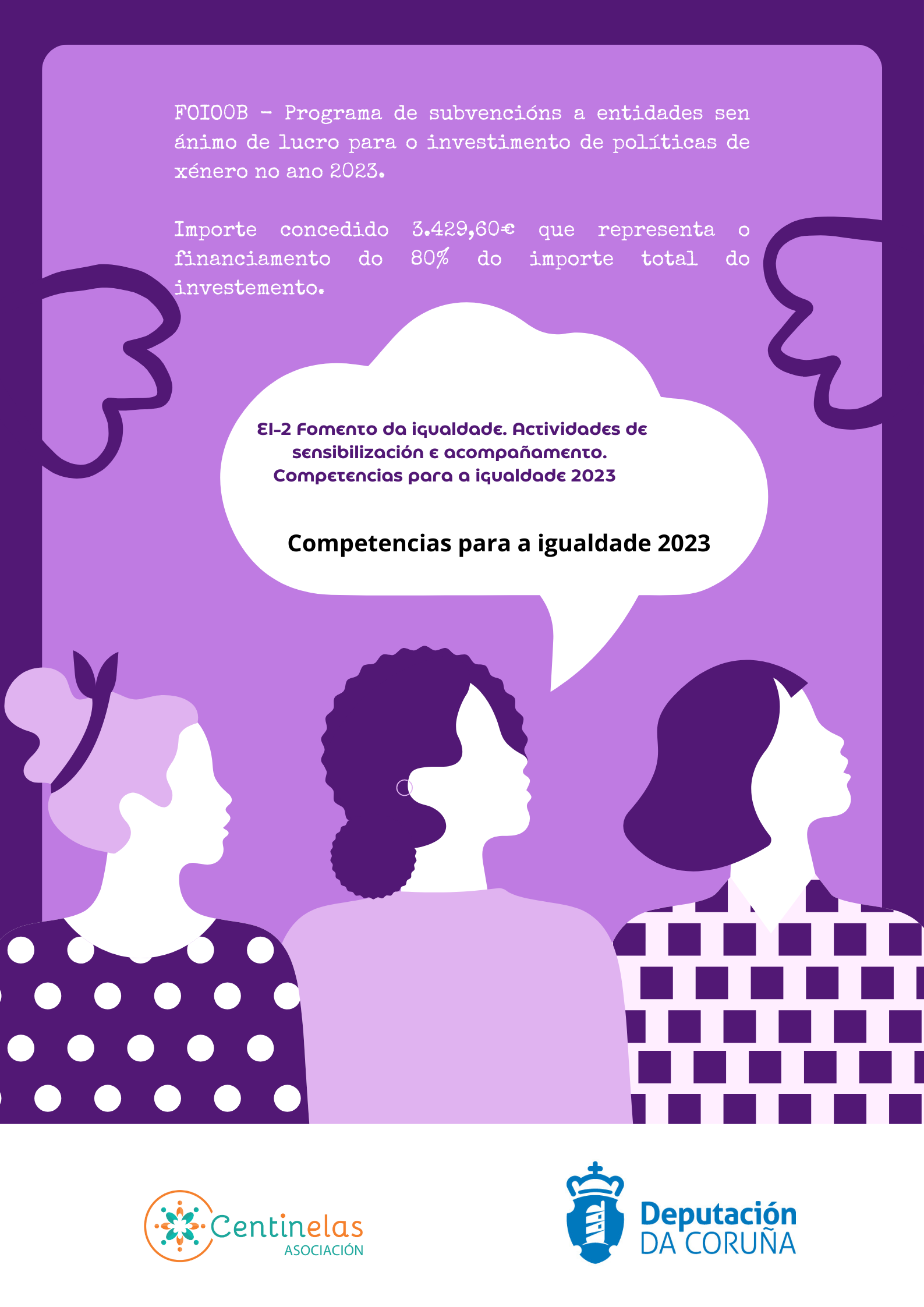 Competencias para a igualdade 2023.  Subvencións para o investimento de políticas de xénero no ano 2023.